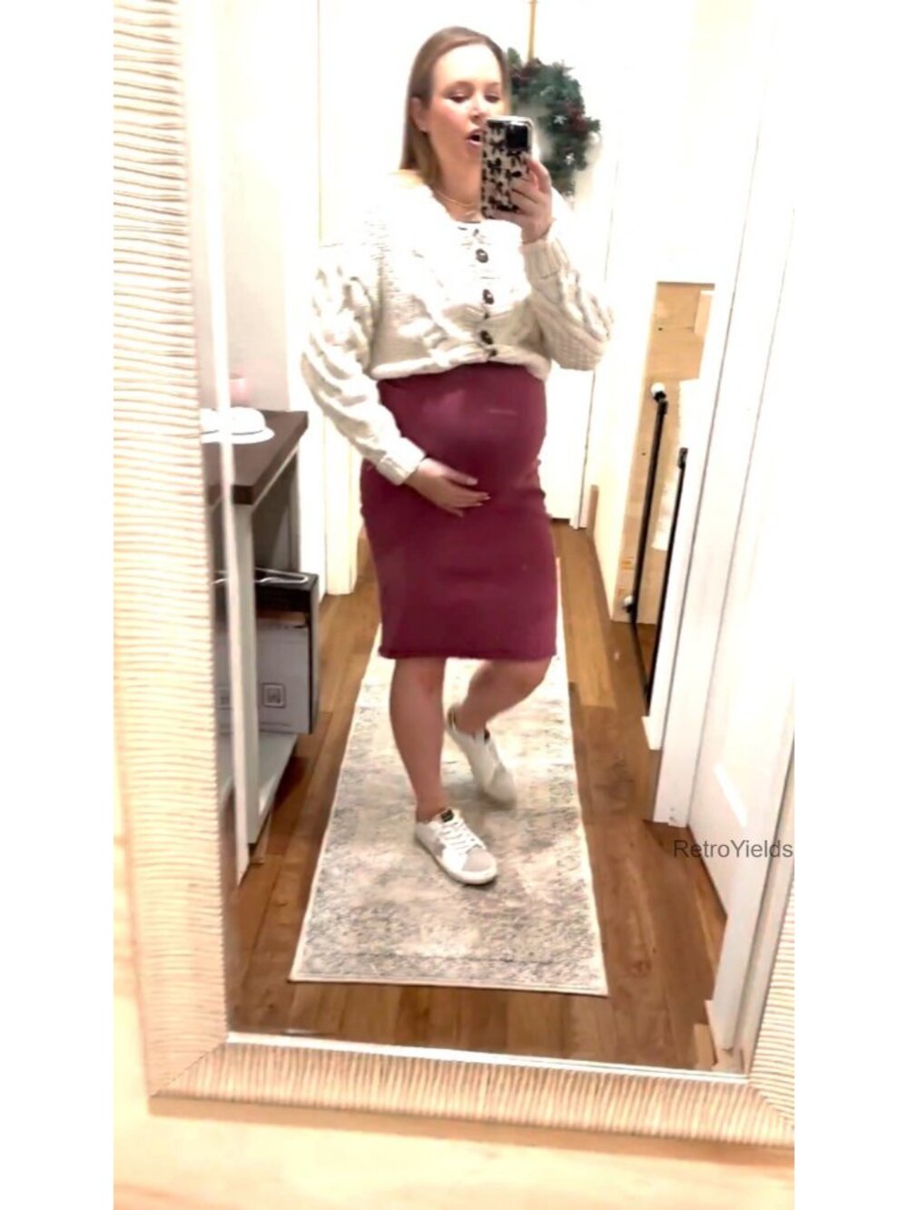 Women's Bodycon Knitted Pencil Skirt High Waisted Midi Split Elastic Waist - Picture 6 of 6